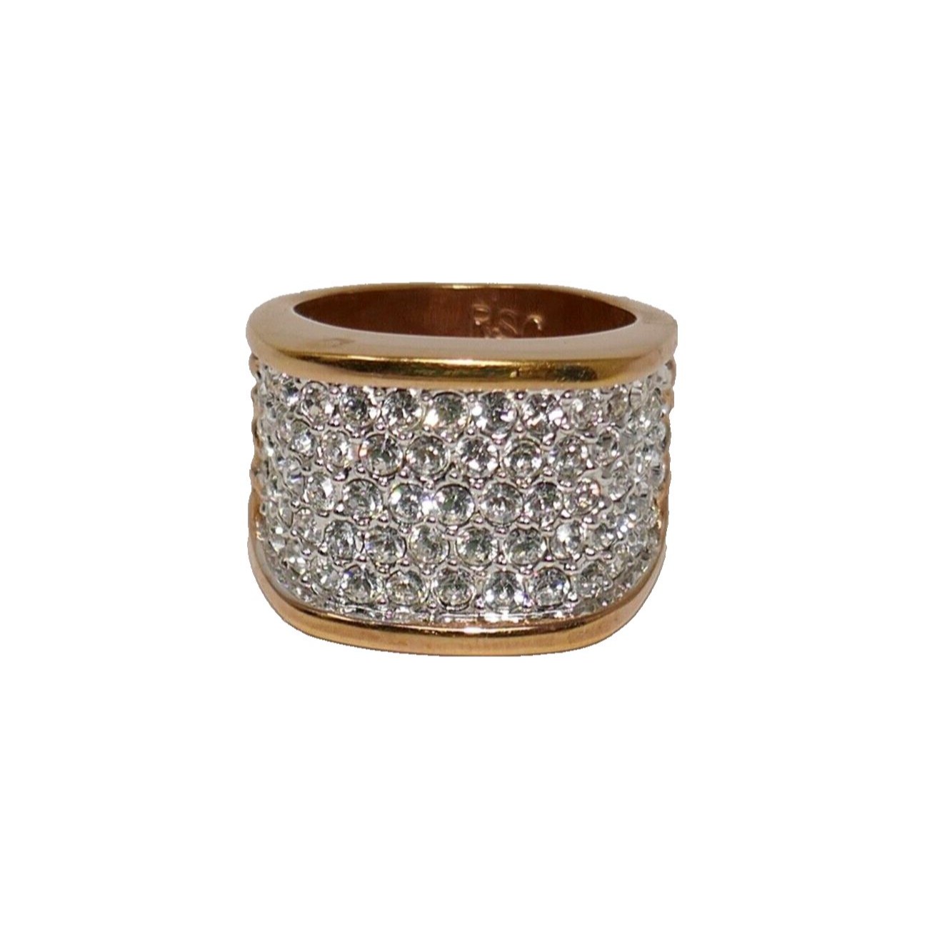 Rsc Gold Plated Cubic Zirconia Cz Pave Clear Crystals Ring Size 6.5